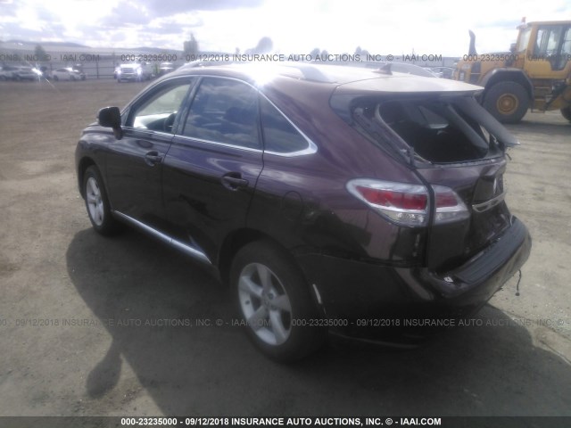 2T2BK1BA4DC221641 - 2013 LEXUS RX 350/BASE/F SPORT MAROON photo 3