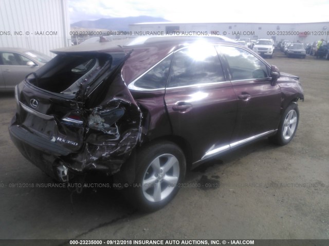 2T2BK1BA4DC221641 - 2013 LEXUS RX 350/BASE/F SPORT MAROON photo 4