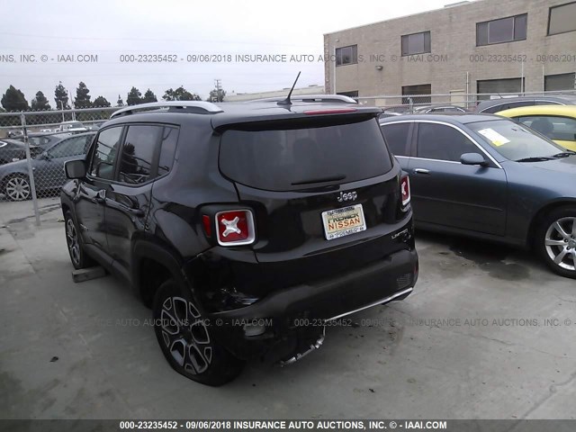 ZACCJADT3GPC83065 - 2016 JEEP RENEGADE LIMITED BLACK photo 3