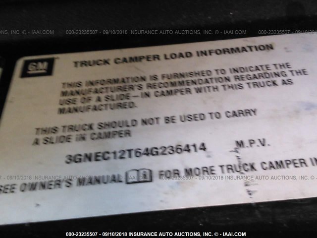 3GNEC12T64G236414 - 2004 CHEVROLET AVALANCHE C1500 GRAY photo 9