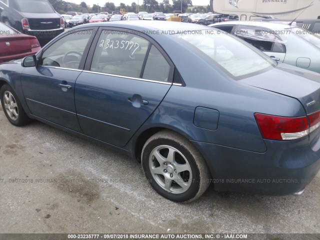 5NPEU46F26H106779 - 2006 HYUNDAI SONATA GLS/LX BLUE photo 3