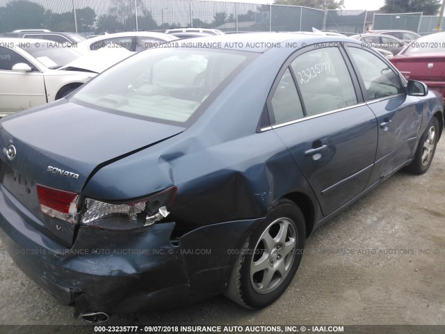 5NPEU46F26H106779 - 2006 HYUNDAI SONATA GLS/LX BLUE photo 4