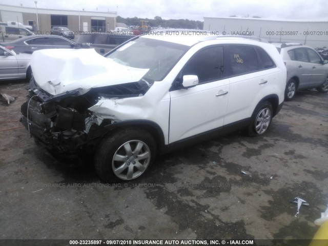 5XYKT4A66DG415317 - 2013 KIA SORENTO WHITE photo 2