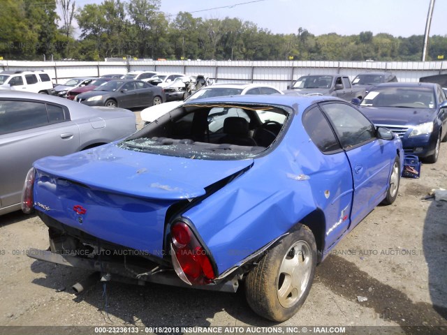 2G1WX12K2Y9238338 - 2000 CHEVROLET MONTE CARLO SS BLUE photo 4