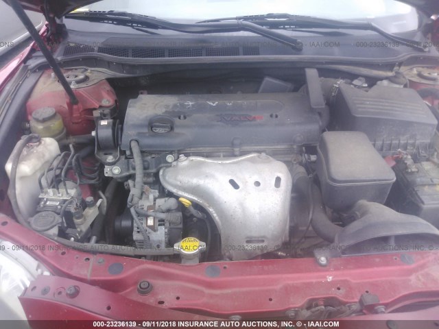 4T1BE46K08U257007 - 2008 TOYOTA CAMRY CE/LE/XLE/SE RED photo 10