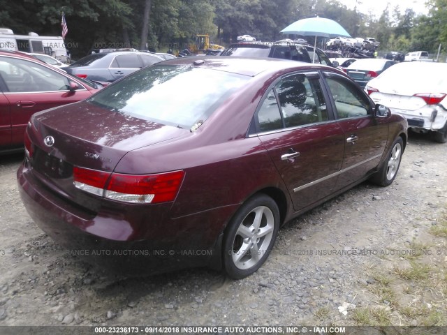 5NPEU46C48H303560 - 2008 HYUNDAI SONATA SE/LIMITED MAROON photo 4