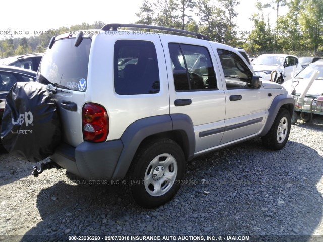 1J4GL48K53W733868 - 2003 JEEP LIBERTY SPORT/FREEDOM ვერცხლისფერი ფოტო 4