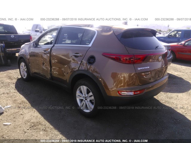 KNDPMCAC2K7509966 - 2019 KIA SPORTAGE LX BROWN photo 3