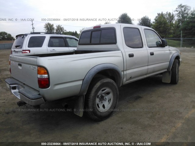 5TEGN92N52Z886672 - 2002 TOYOTA TACOMA DOUBLE CAB PRERUNNER SILVER photo 4