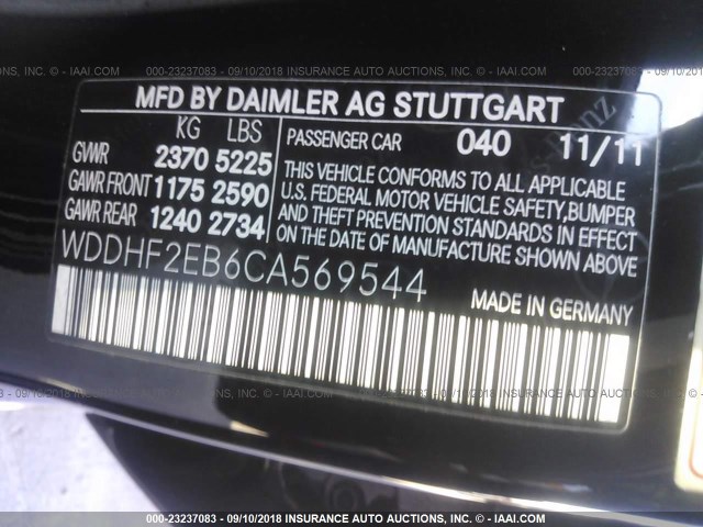 WDDHF2EB6CA569544 - 2012 MERCEDES-BENZ E 350 BLUETEC BLACK photo 9