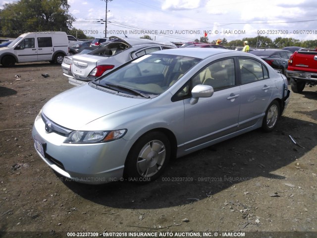 JHMFA36286S007582 - 2006 HONDA CIVIC HYBRID Light Blue photo 2