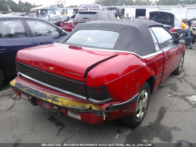 1C3XU453XNF190265 - 1992 CHRYSLER LEBARON 红色 照片 4