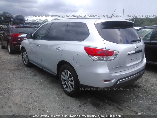 5N1AR2MN8EC723396 - 2014 NISSAN PATHFINDER S/SV/SL/PLATINUM SILVER photo 3