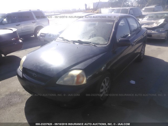 KNADC125156391555 - 2005 KIA RIO BLACK photo 2