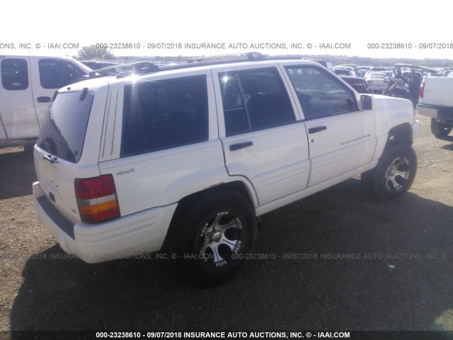 1J4GZ78Y3WC282577 - 1998 JEEP GRAND CHEROKEE LIMITED WHITE photo 4