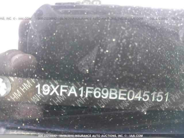 19XFA1F69BE045151 - 2011 HONDA CIVIC LX-S BLACK photo 9