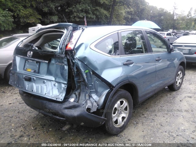 5J6RM4H32DL055095 - 2013 HONDA CR-V LX BLUE photo 4