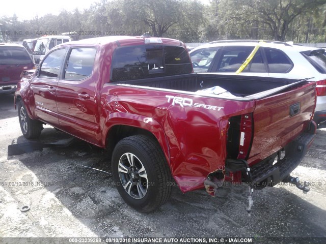 5TFAZ5CN6JX057908 - 2018 TOYOTA TACOMA DBL CAB/SR5/TRD SPORT/OR RED photo 3