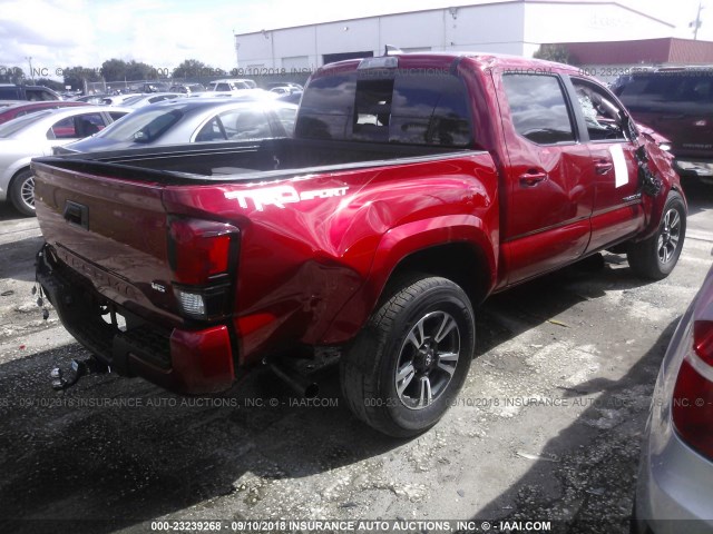 5TFAZ5CN6JX057908 - 2018 TOYOTA TACOMA DBL CAB/SR5/TRD SPORT/OR RED photo 4