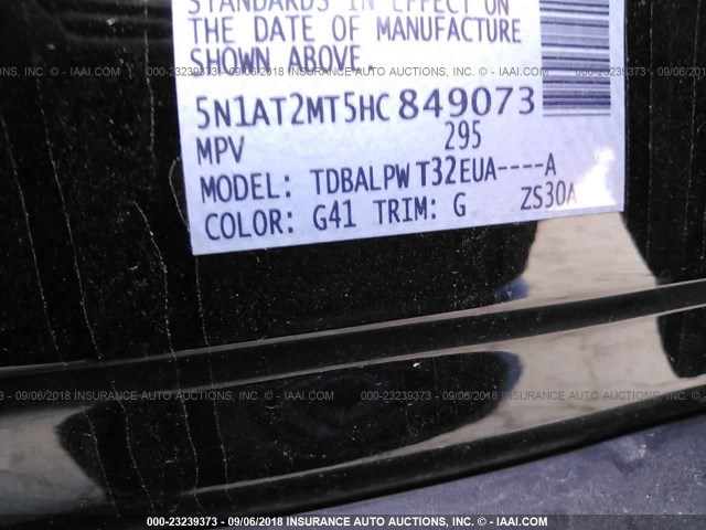 5N1AT2MT5HC849073 - 2017 NISSAN ROGUE S/SL BLACK photo 9