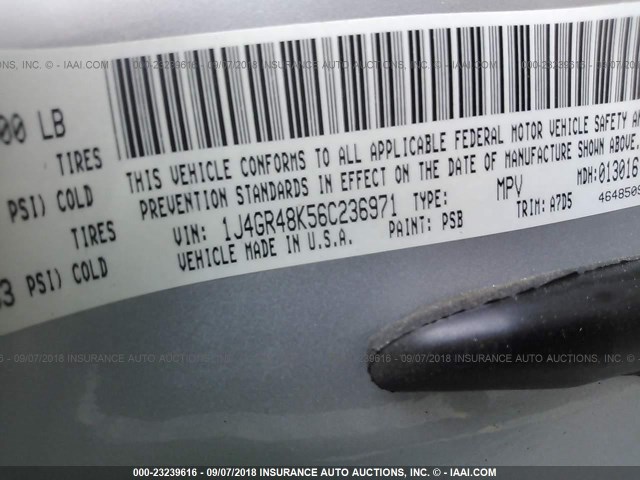 1J4GR48K56C236971 - 2006 JEEP GRAND CHEROKEE LAREDO/COLUMBIA/FREEDOM 银色 照片 9