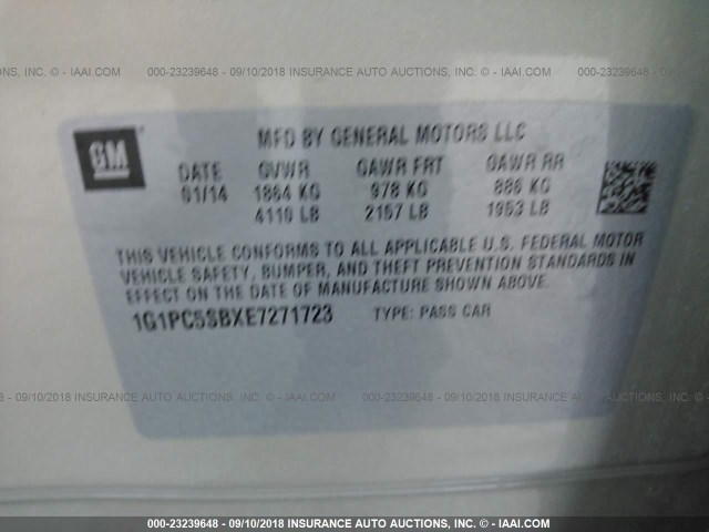 1G1PC5SBXE7271723 - 2014 CHEVROLET CRUZE LT TAN photo 9