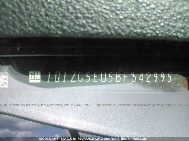 1G1ZC5EU5BF342995 - 2011 CHEVROLET MALIBU 1LT ვერცხლისფერი ფოტო 9