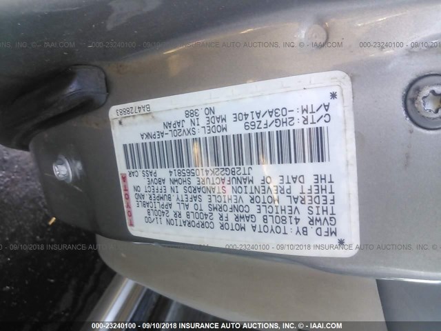 JT2BG22K410565814 - 2001 TOYOTA CAMRY CE/LE/XLE 金色 照片 9