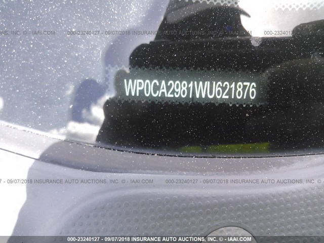 WP0CA2981WU621876 - 1998 PORSCHE BOXSTER BLACK photo 9