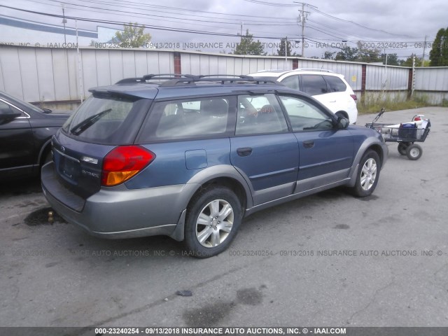 4S4BP61C757306591 - 2005 SUBARU LEGACY OUTBACK 2.5I BLUE photo 4