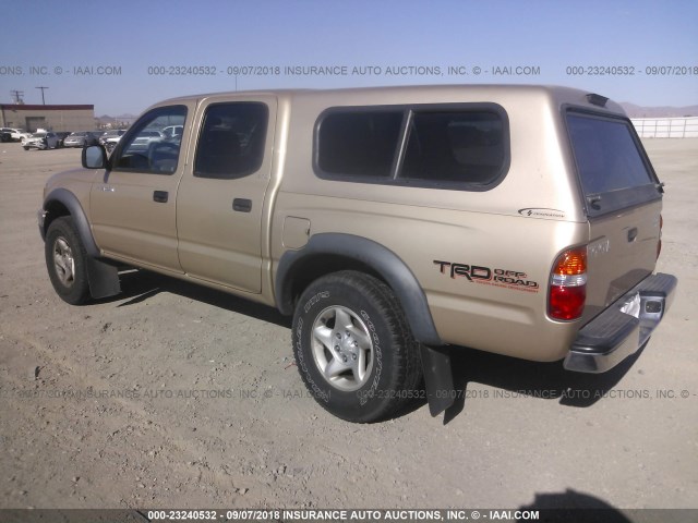 5TEGN92N11Z752658 - 2001 TOYOTA TACOMA DOUBLE CAB PRERUNNER GOLD photo 3