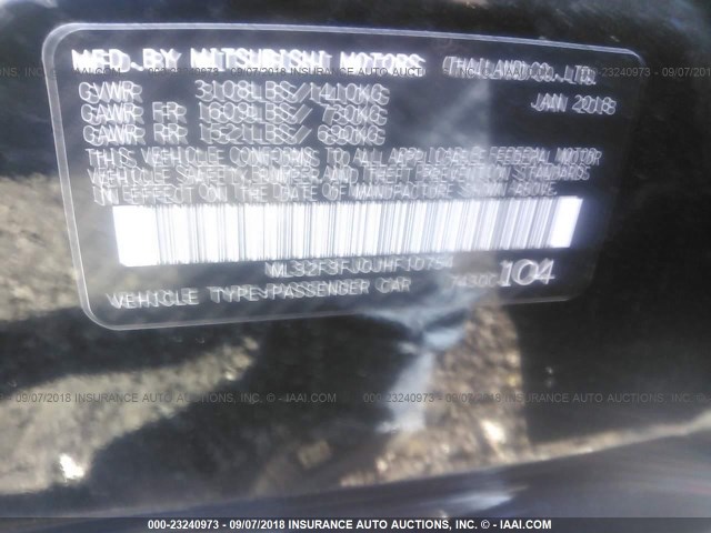 ML32F3FJ0JHF10754 - 2018 MITSUBISHI MIRAGE G4 ES Qara foto 9