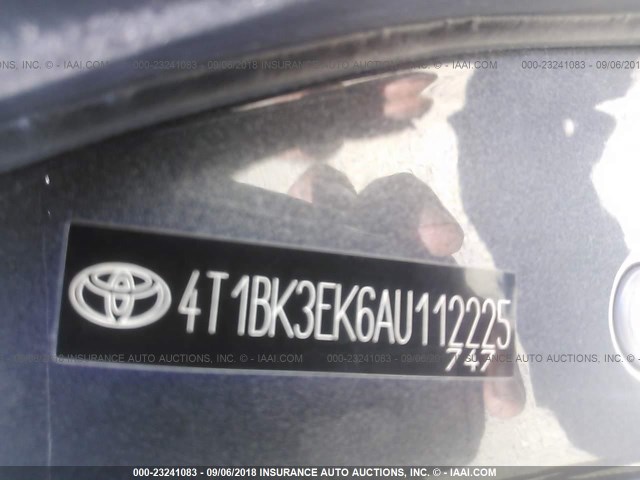 4T1BK3EK6AU112225 - 2010 TOYOTA CAMRY SE/LE/XLE GRAY photo 9