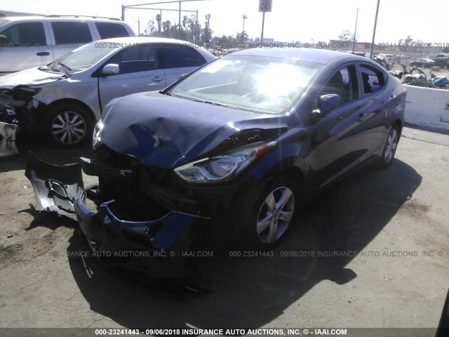 5NPDH4AE3BH022964 - 2011 HYUNDAI ELANTRA GLS/LIMITED BLUE photo 2