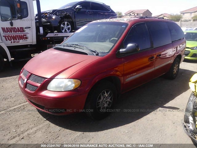 2B4GP44351R403224 - 2001 DODGE GRAND CARAVAN SPORT RED photo 2