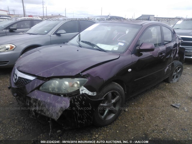 JM1BK32F671745636 - 2007 MAZDA 3 I PURPLE photo 2