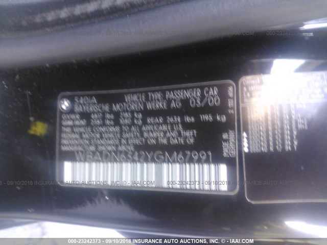 WBADN6342YGM67991 - 2000 BMW 540 I AUTOMATIC BLACK photo 9