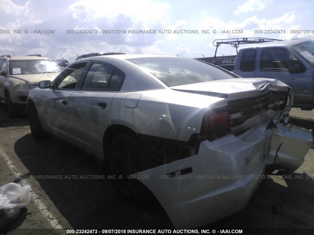 2B3CL1CT0BH574436 - 2011 DODGE CHARGER POLICE SILVER photo 3