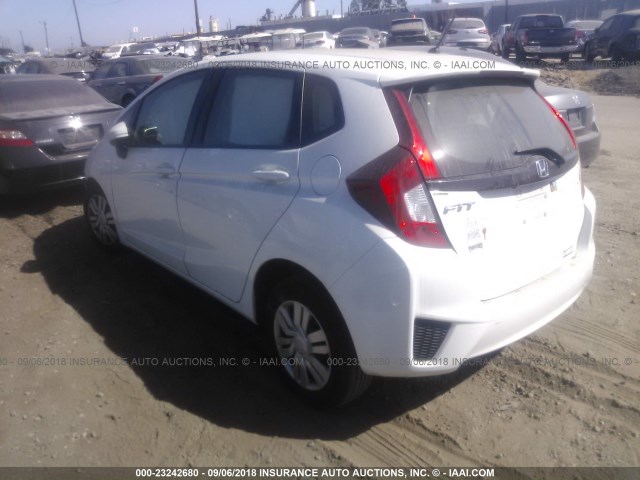 3HGGK5H56FM778929 - 2015 HONDA FIT LX WHITE photo 3