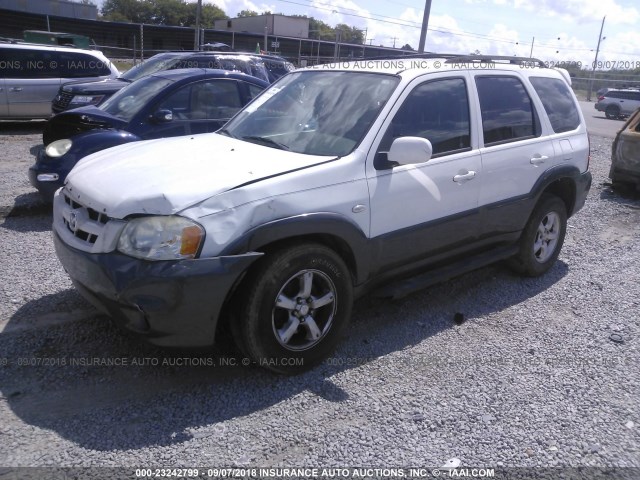 4F2YZ06155KM59660 - 2005 MAZDA TRIBUTE S WHITE photo 2