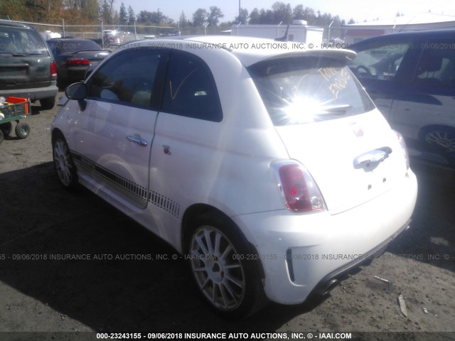 3C3CFFFH9CT352257 - 2012 FIAT 500 ABARTH WHITE photo 3