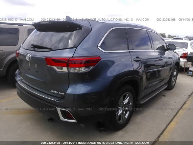 5TDDZRFH0JS868863 - 2018 TOYOTA HIGHLANDER LIMITED/LTD PLATINUM BLUE photo 4