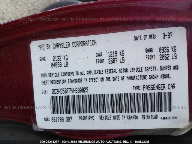 2C3HD56F7VH690823 - 1997 CHRYSLER CONCORDE LX/LXI RED photo 9