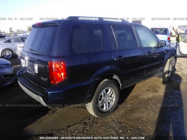 2HKYF18604H515248 - 2004 HONDA PILOT EXL BLUE photo 4