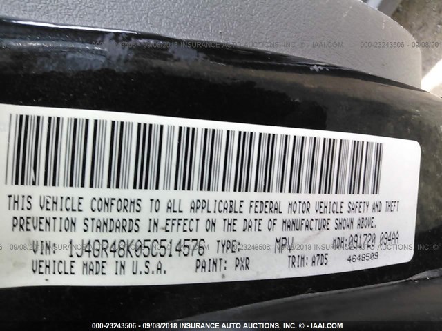 1J4GR48K05C514576 - 2005 JEEP GRAND CHEROKEE LAREDO/COLUMBIA/FREEDOM 黑色 照片 9