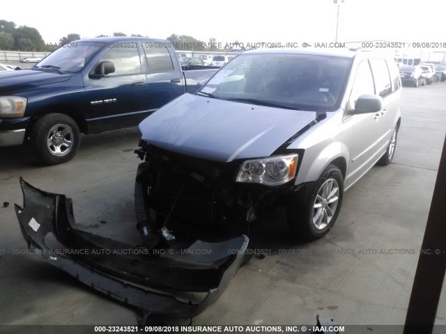 2C4RDGCG1ER205255 - 2014 DODGE GRAND CARAVAN SXT SILVER photo 2