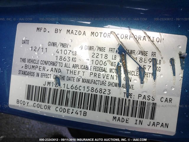 JM1BL1L66C1586823 - 2012 MAZDA 3 S BLUE photo 9