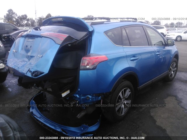 JTMWFREV2GJ082805 - 2016 TOYOTA RAV4 XLE BLUE photo 4