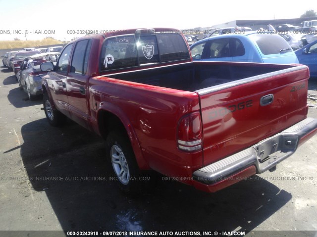 1B7HG2AN11S308286 - 2001 DODGE DAKOTA QUAD RED photo 3