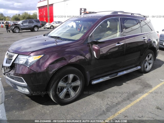 2HNYD2H68AH532129 - 2010 ACURA MDX TECHNOLOGY RED photo 2